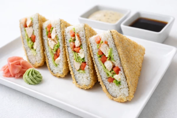 Японский сэндвич Курица-помидор