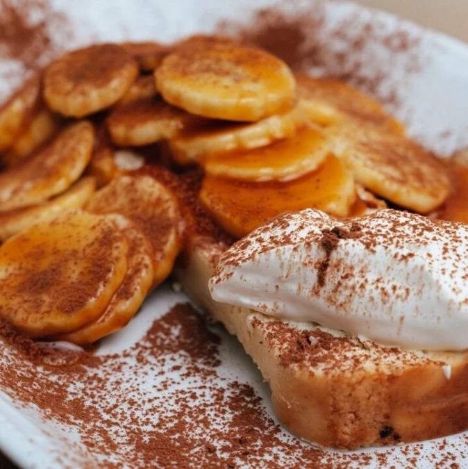 Творожная запеканка с бананом и карамелью