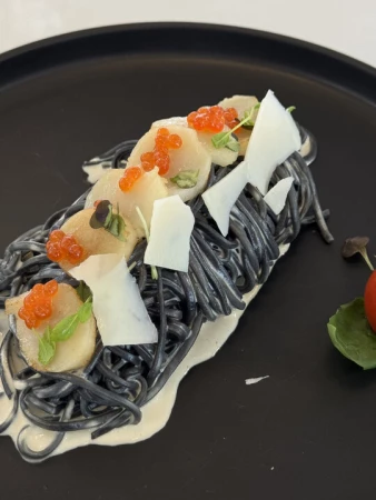 Паста с копченым гребешком