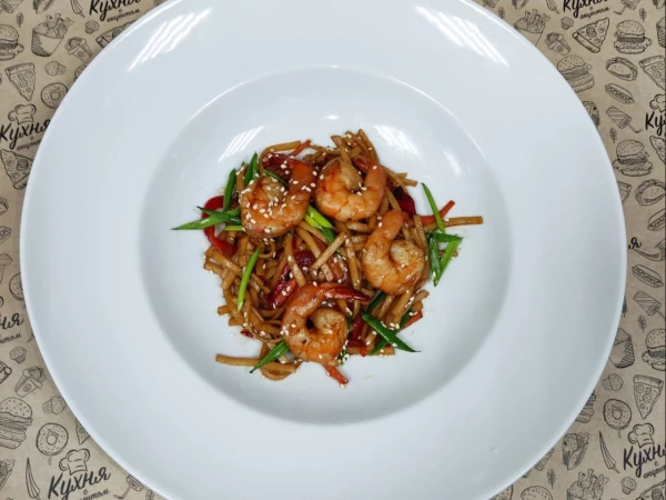 Удон с королевскими креветками