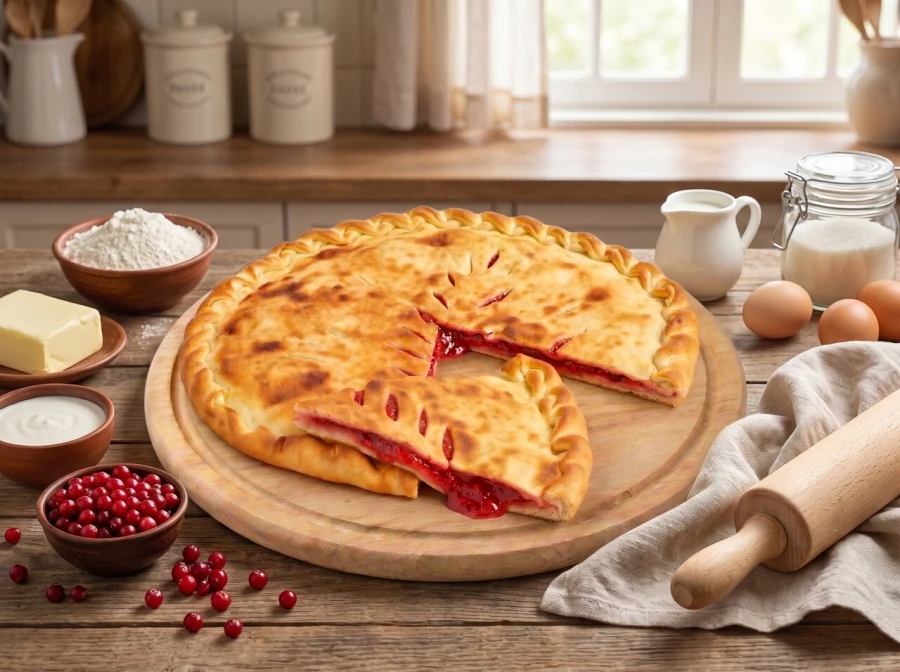 Пирог с брусникой 