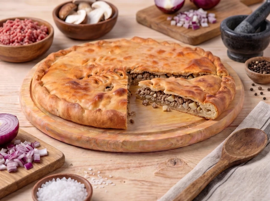Пирог с говядиной и белыми грибами
