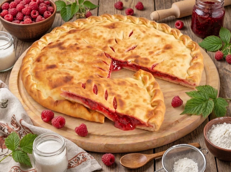 Пирог с малиной