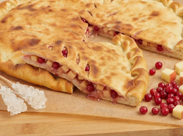 Пирог с яблоком и брусникой 