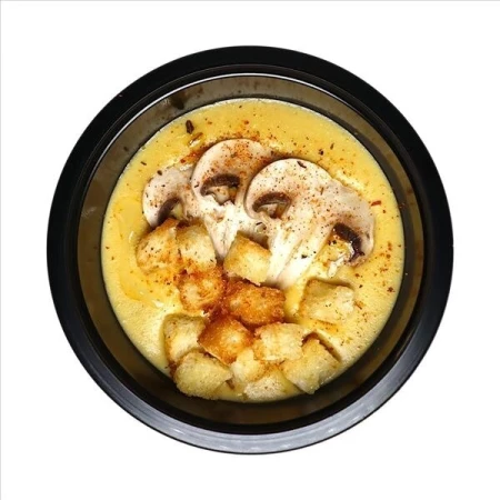 Крем суп картофельный с шампиньонами и сухариками 