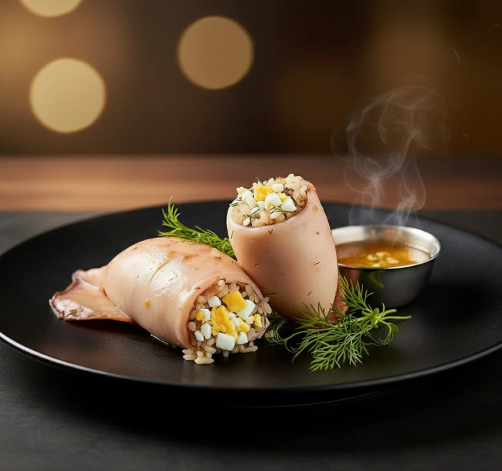 Кальмары фаршированные (сыр, грибы), кг