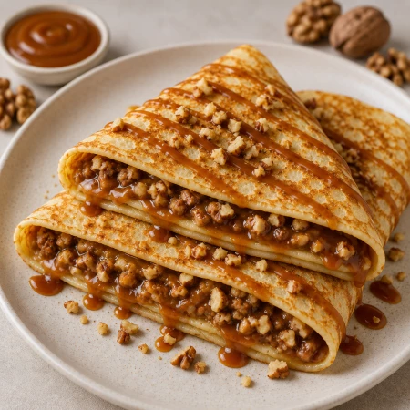 Блины с карамелью и орехом замороженные
