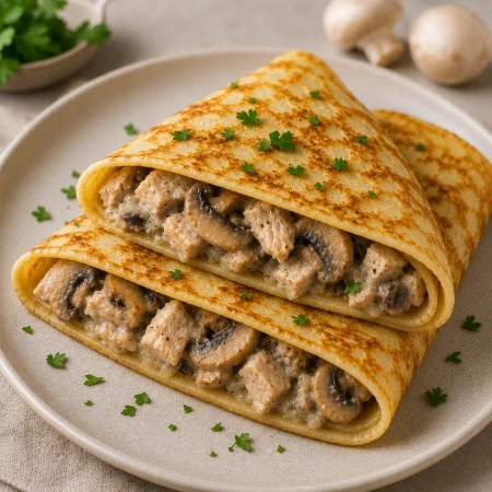 Блины с курицей и грибами замороженные