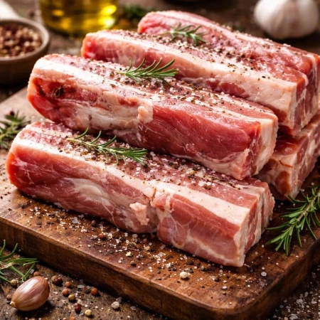 ГРУДИНКА свиная на кости на шкуре охл., кг