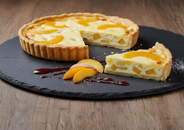 Пирог молочный с персиком и ананасом