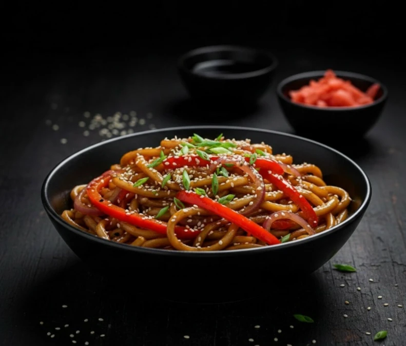Удон с цыпленком и овощами