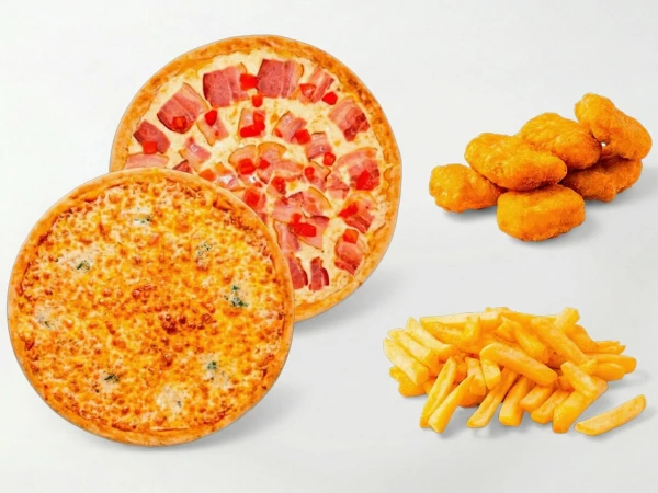 Комбо 2 пиццы, 2 закуски