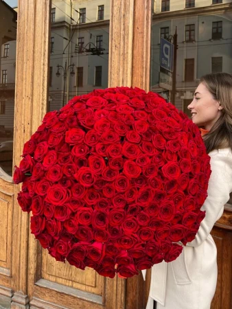 201 красная роза 60 см под ленту без упаковки