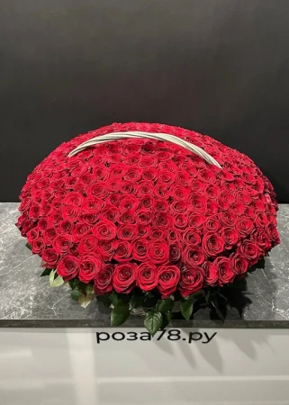 201 красная роза в плетеной корзине
