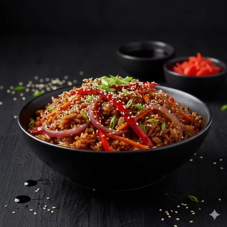 Тяхан с курицей и овощами