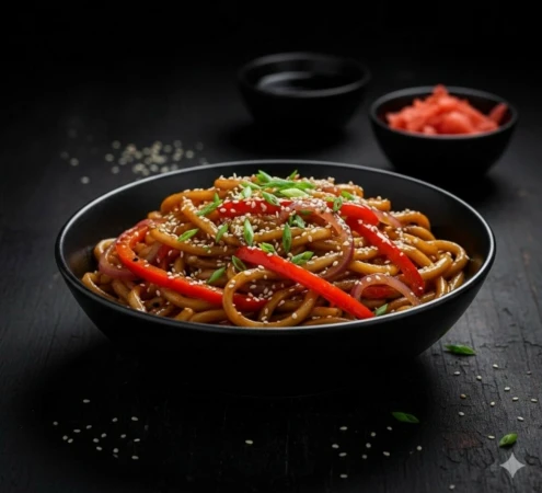 Удон с цыплёнком и овощами