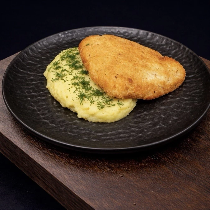 Пюре Картофельное с Шницелем из Курицы