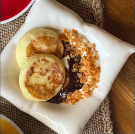 Сырники с кремом и шоколадной сгущенкой new