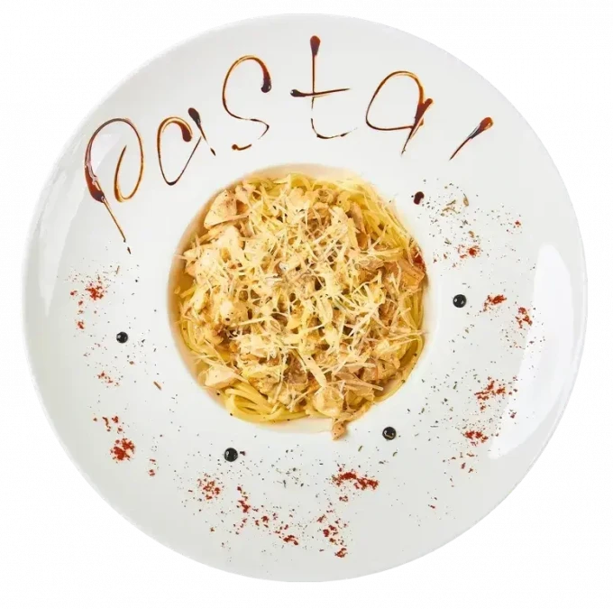Паста с шампиньонами и цыпленком  