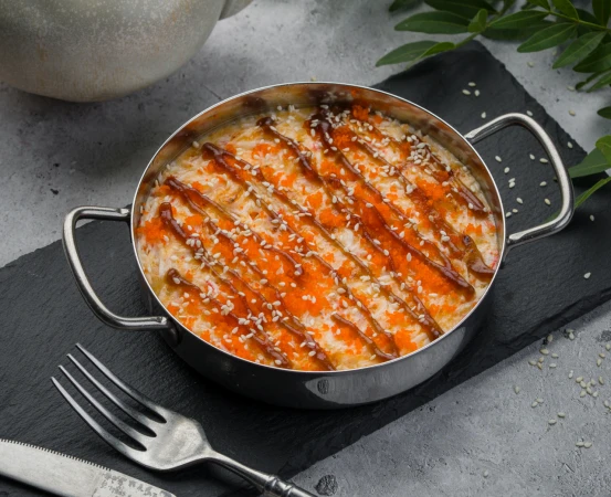 Запеканка с крабом и рисом