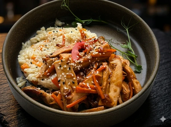 Курица тереяки с рисом