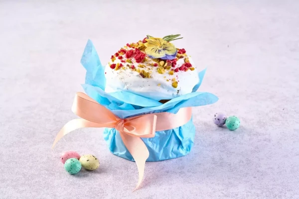 Авторский творожный кулич с лимонным курдом и курагой, 350 гр