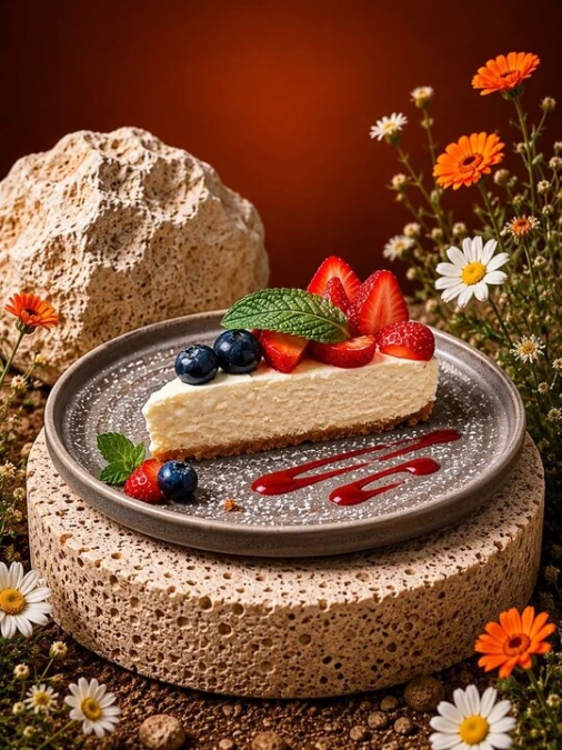 Сметанник с клубникой и голубикой