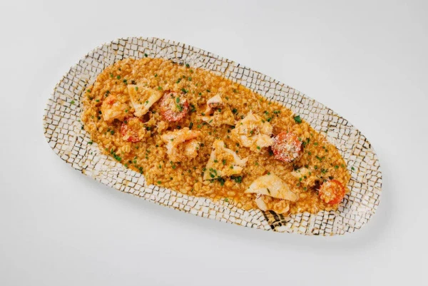 Ризотто из булгура с морепродуктами