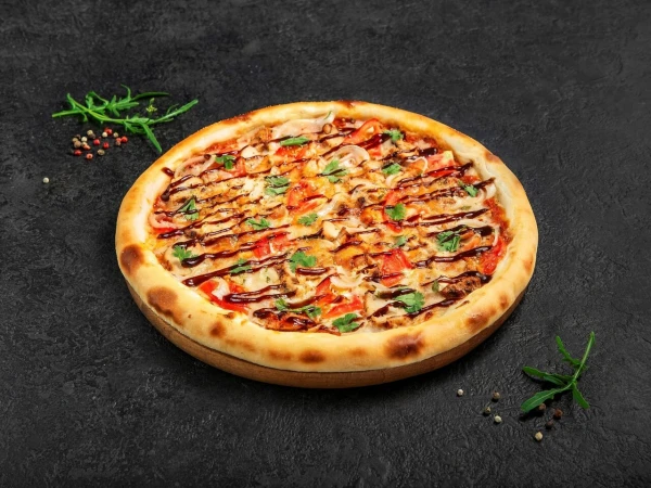 Пицца мясная барбекю 30 см.