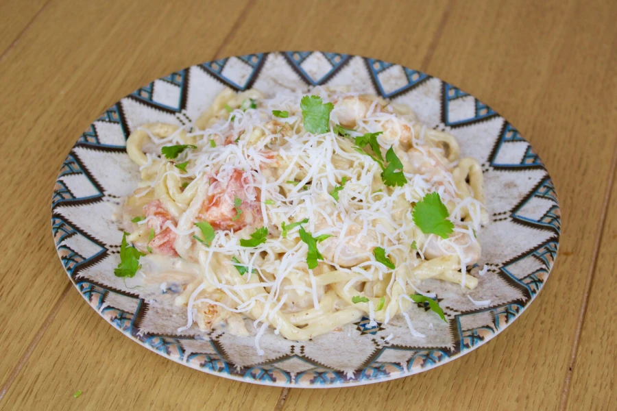 Лапша с креветками