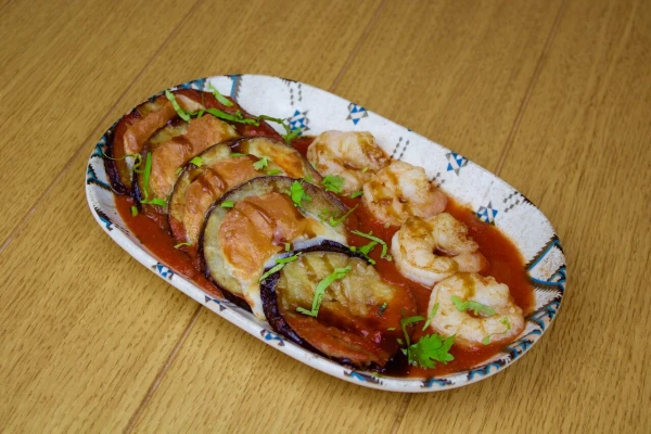 Баклажаны с сыром и креветками