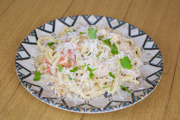 Лапша с креветками