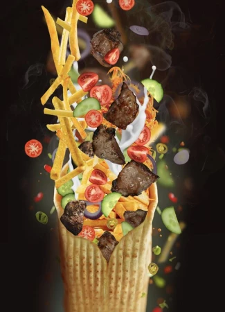 фирменная шаурма в сырной лепешки со свиной шеи 