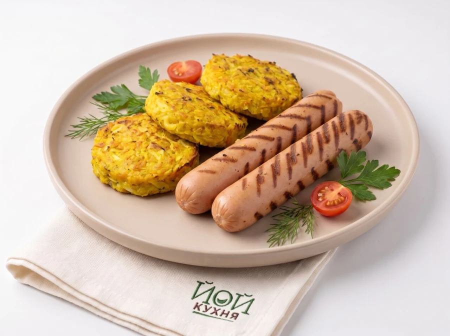 КАПУСТНЫЕ КОТЛЕТКИ С СОСИСКАМИ НА ГРИЛЕ