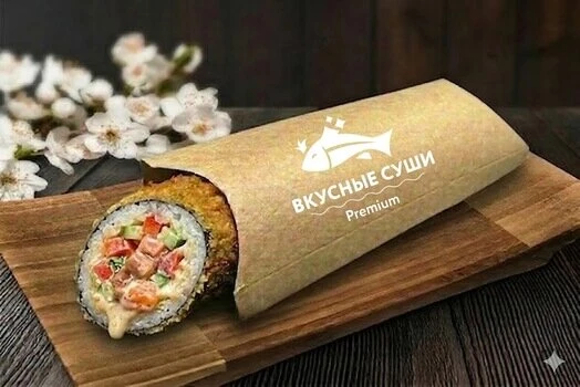 Шаверма в темпуре с жареным лососем