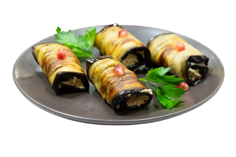 Рулетики из баклажанов с орехами