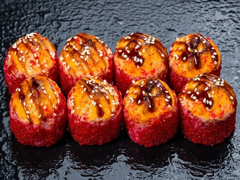 ЗАПЕЧЕННЫЙ РОЛЛ С КУРИЦЕЙ ТЕРИЯКИ